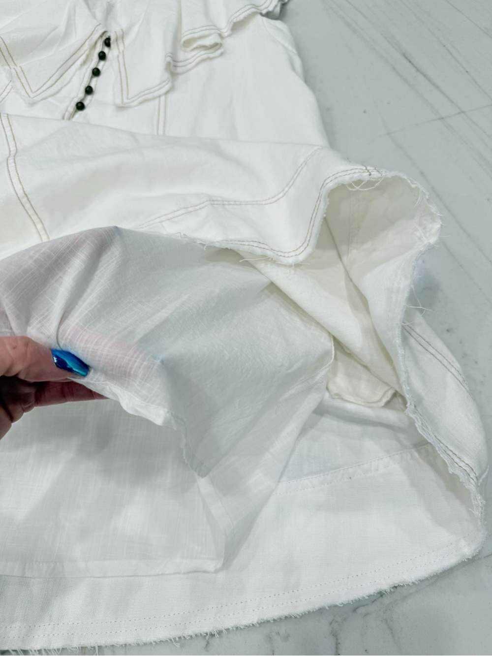 Pilcro White Ruffle V-Neck Mini Dress - Picture 7 of 9